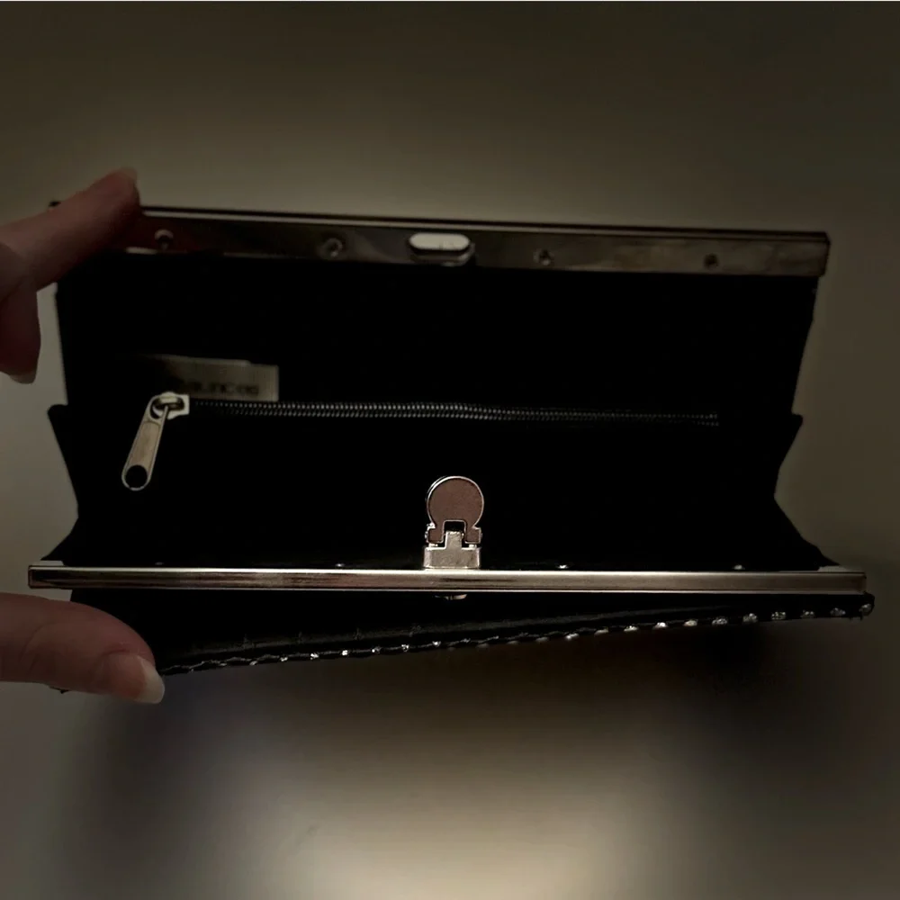 Maurice’s black and silver glitter polka dot wallet